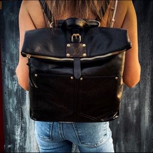 Re-purposed LV Blue Jean 2 in 1 Baby Backpack & Shoulder Bag *Made to Order